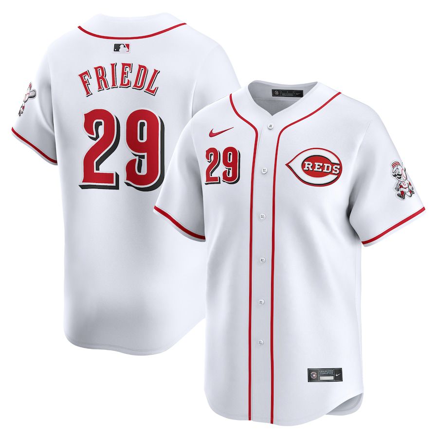 Men Cincinnati Reds #29 TJ Friedl Nike White Home Limited Player MLB Jersey->->